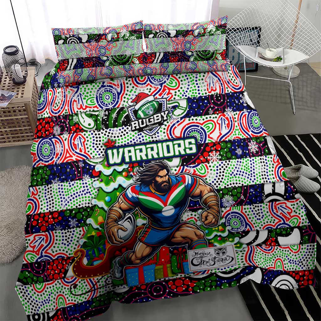 New Zealand Warriors Rugby Merry Christmas Bedding Set Indigenous Australian Art