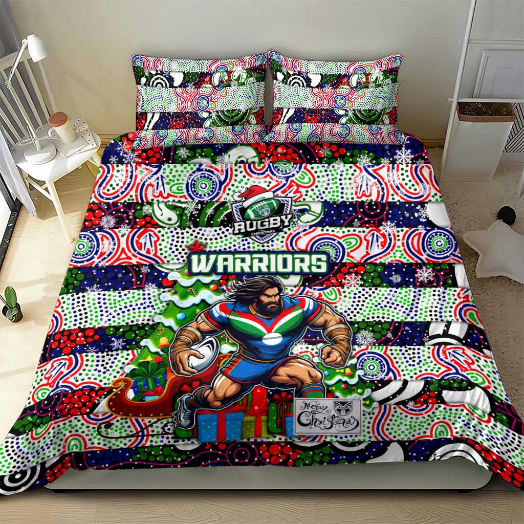 New Zealand Warriors Rugby Merry Christmas Bedding Set Indigenous Australian Art