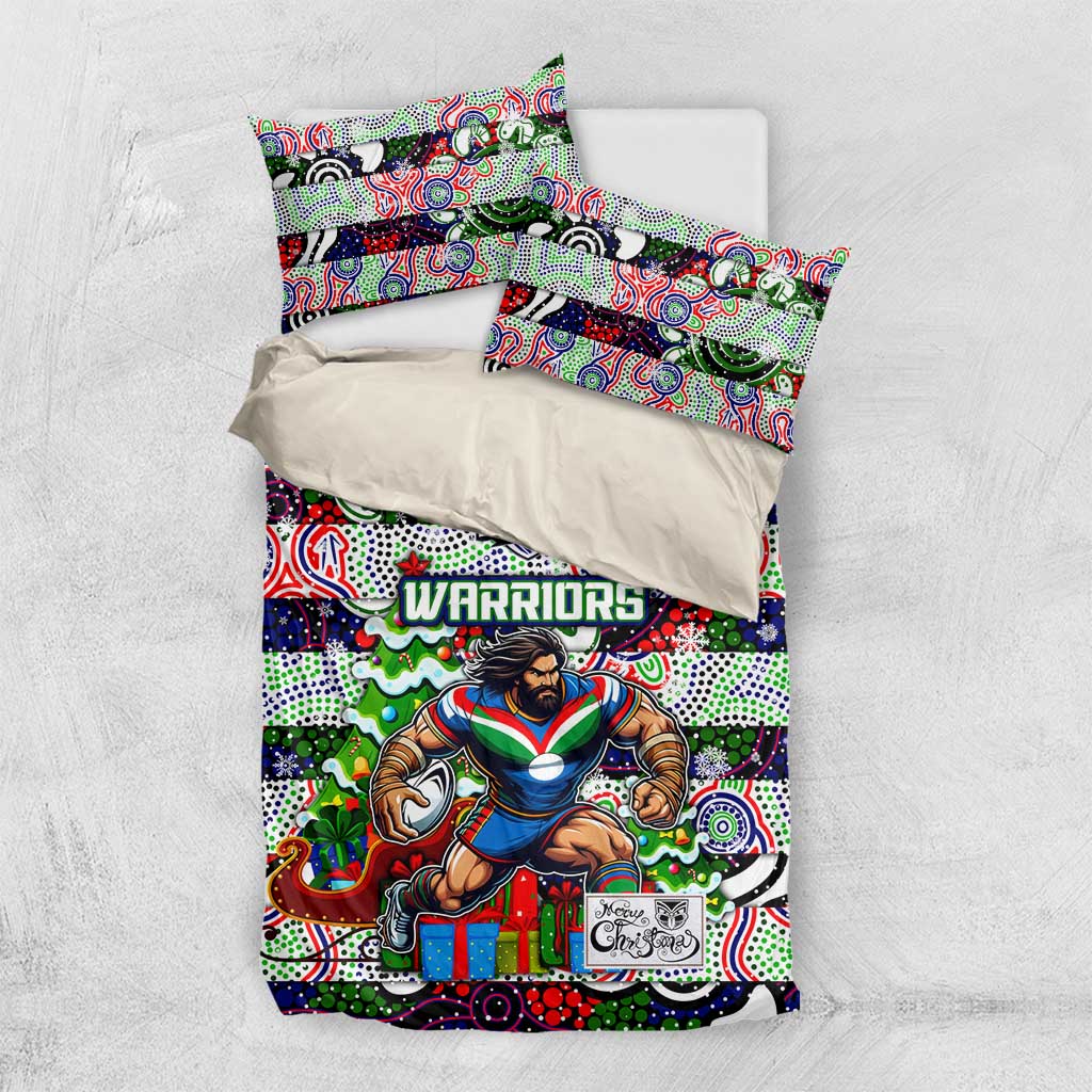 New Zealand Warriors Rugby Merry Christmas Bedding Set Indigenous Australian Art