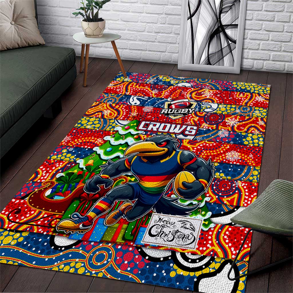 Crows Football Merry Christmas Area Rug Indigenous Australian Art