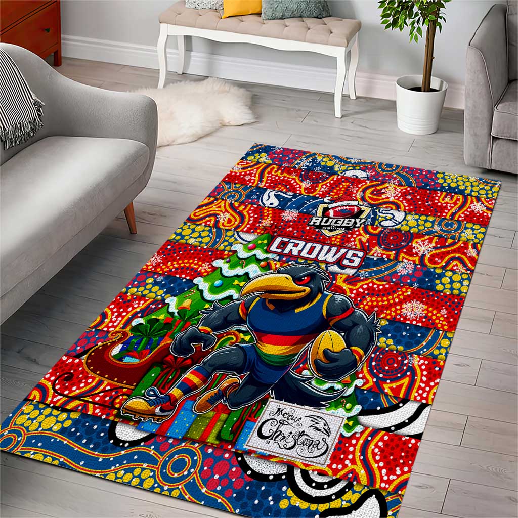 Crows Football Merry Christmas Area Rug Indigenous Australian Art