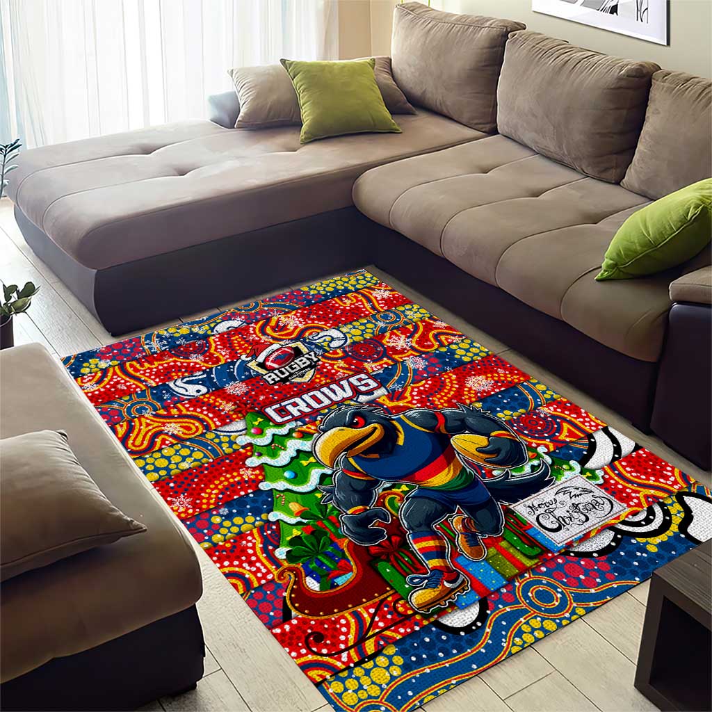 Crows Football Merry Christmas Area Rug Indigenous Australian Art