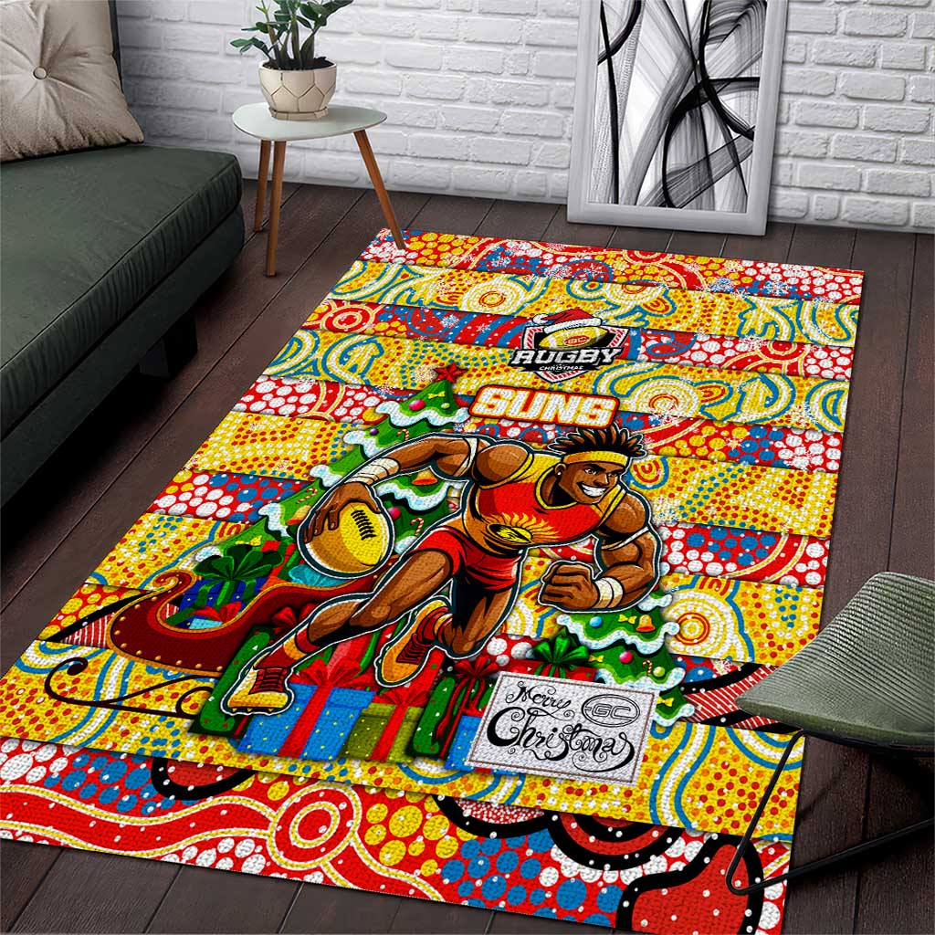 Suns Football Merry Christmas Area Rug Indigenous Australian Art