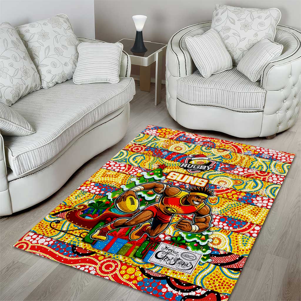 Suns Football Merry Christmas Area Rug Indigenous Australian Art