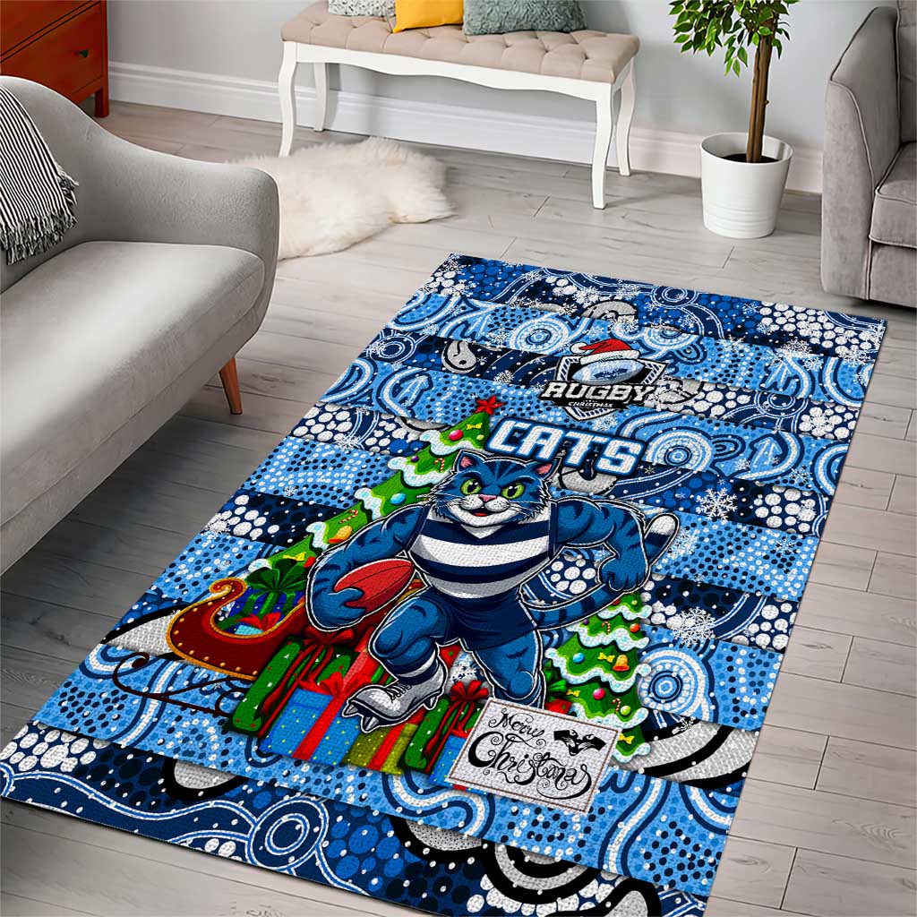 Cats Football Merry Christmas Area Rug Indigenous Australian Art