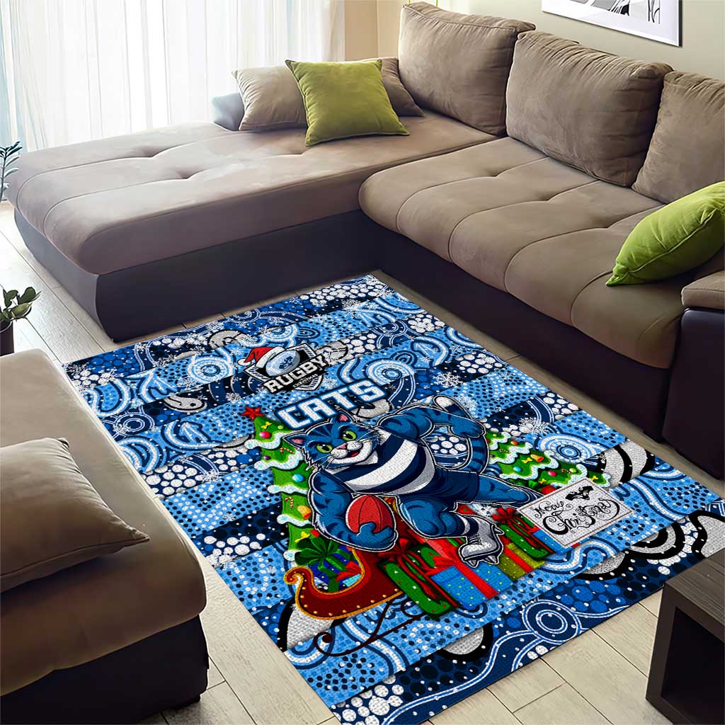 Cats Football Merry Christmas Area Rug Indigenous Australian Art