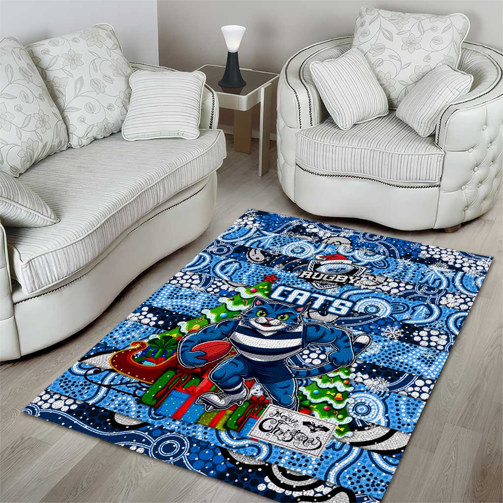 Cats Football Merry Christmas Area Rug Indigenous Australian Art