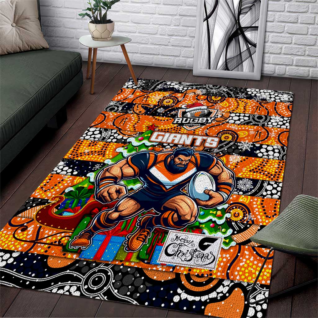 Giants Football Merry Christmas Area Rug Indigenous Australian Art