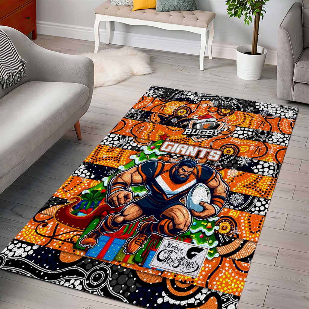 Giants Football Merry Christmas Area Rug Indigenous Australian Art