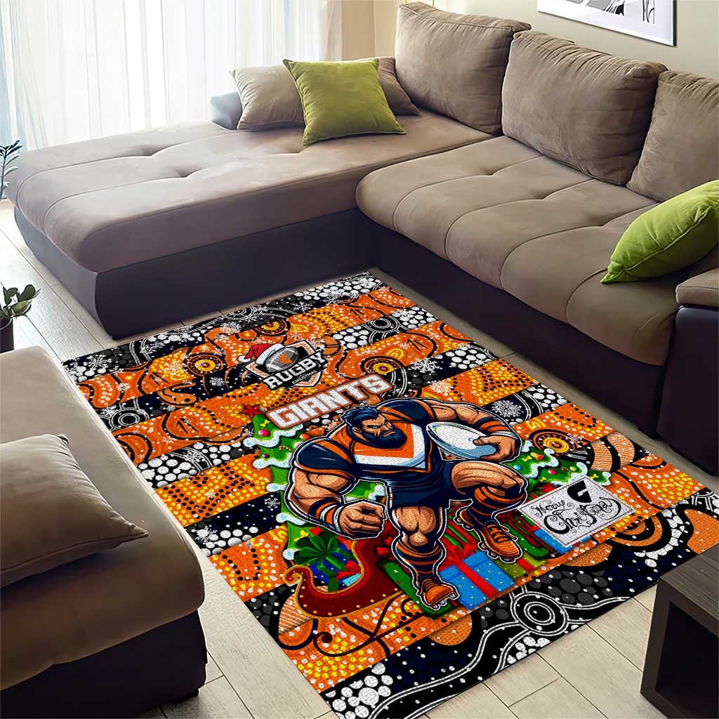 Giants Football Merry Christmas Area Rug Indigenous Australian Art