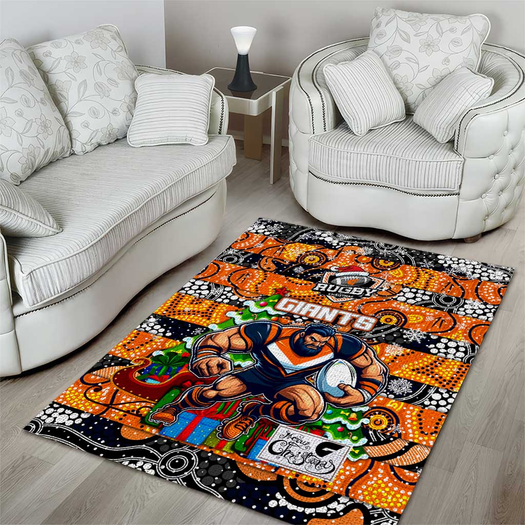 Giants Football Merry Christmas Area Rug Indigenous Australian Art