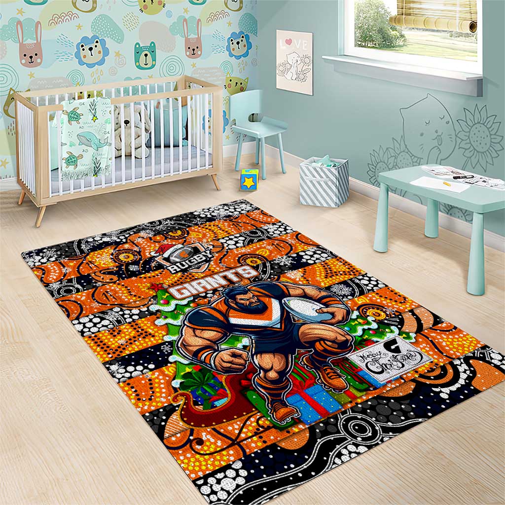 Giants Football Merry Christmas Area Rug Indigenous Australian Art