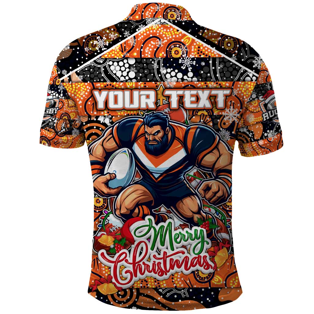 Custom Giants Rugby Merry Christmas Polo Shirt Indigenous Australian Art