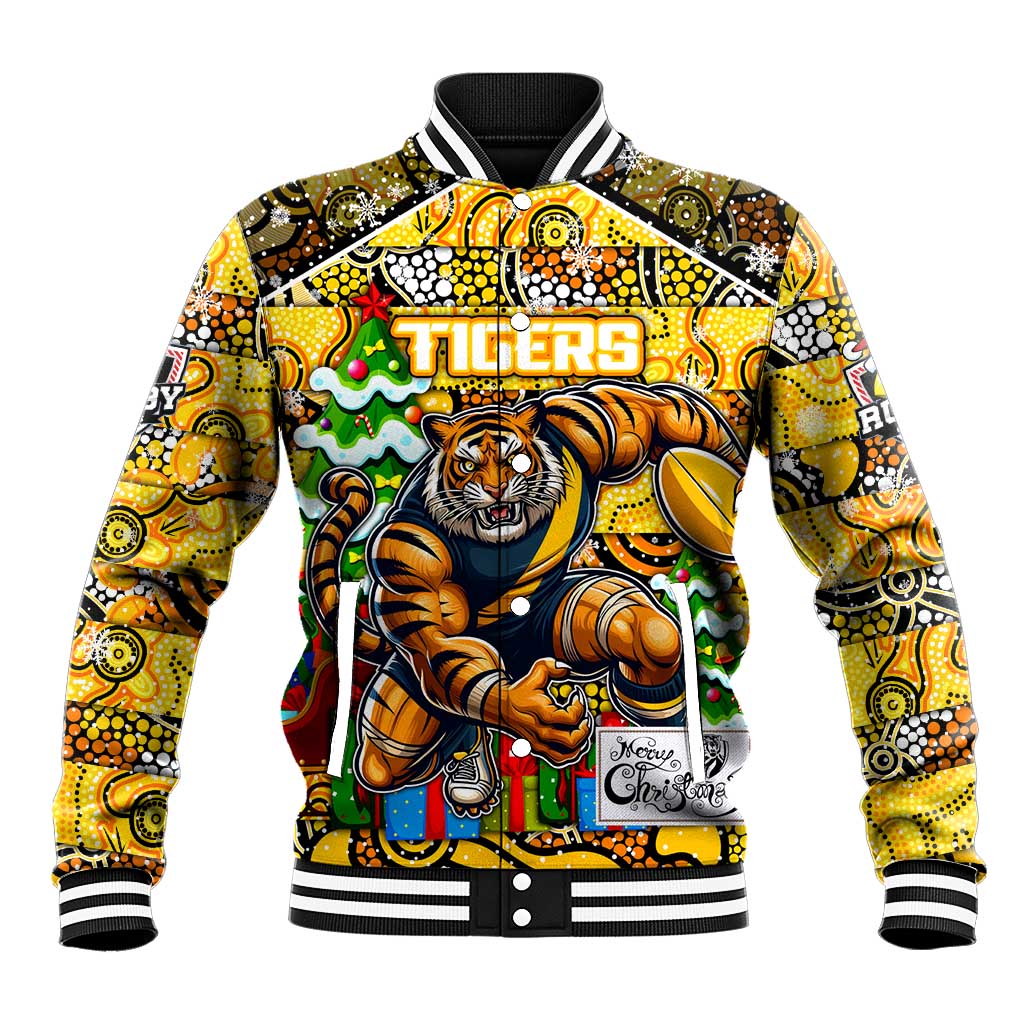 Custom Richmond Tigers Football Merry Christmas Baseball Jacket Indigenous Australian Art