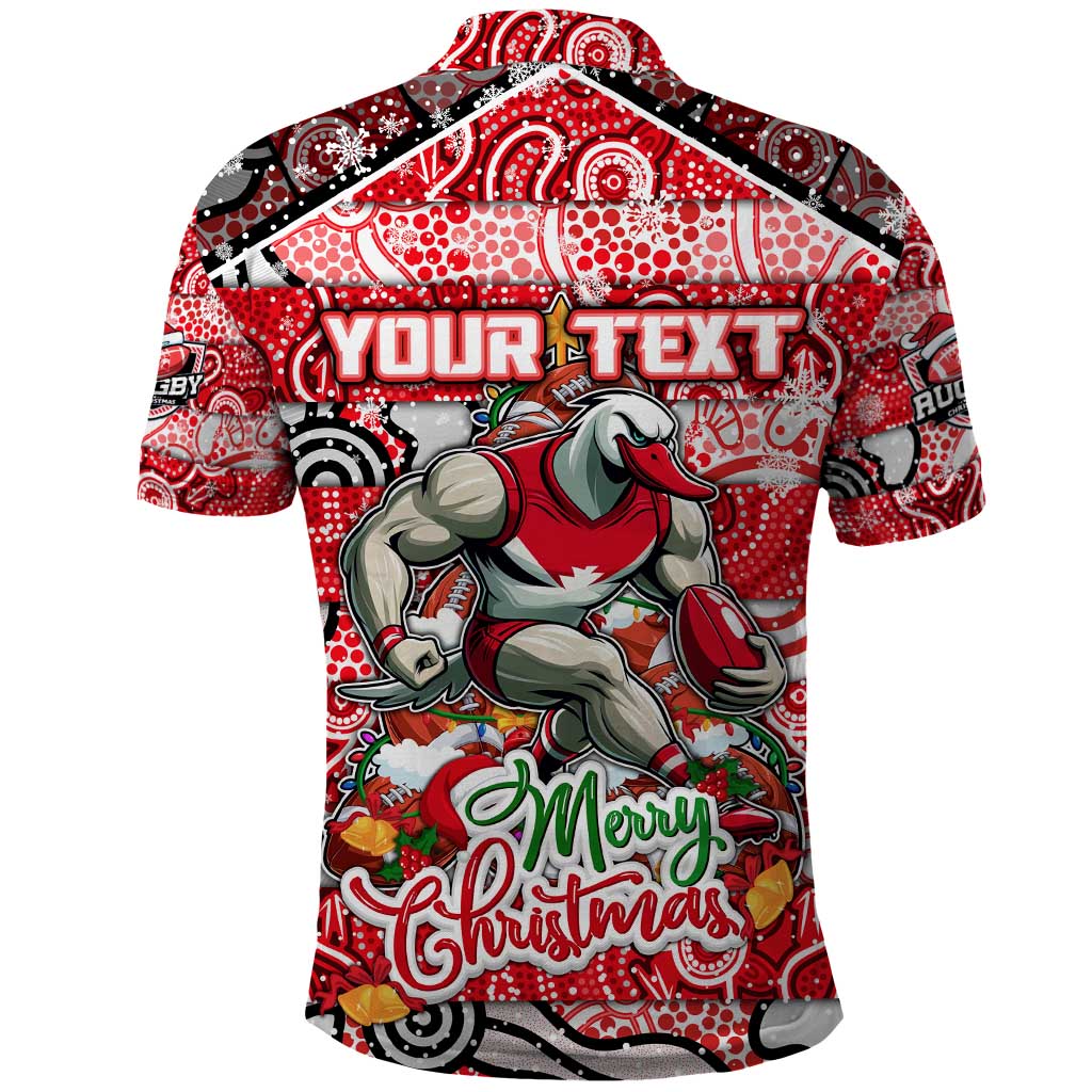 Custom Swans Rugby Merry Christmas Polo Shirt Indigenous Australian Art