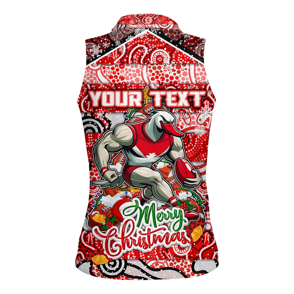 Custom Swans Rugby Merry Christmas Women Sleeveless Polo Shirt Indigenous Australian Art