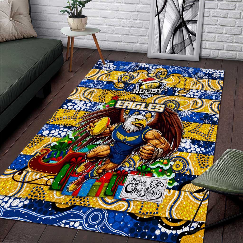 Eagles Football Merry Christmas Area Rug Indigenous Australian Art