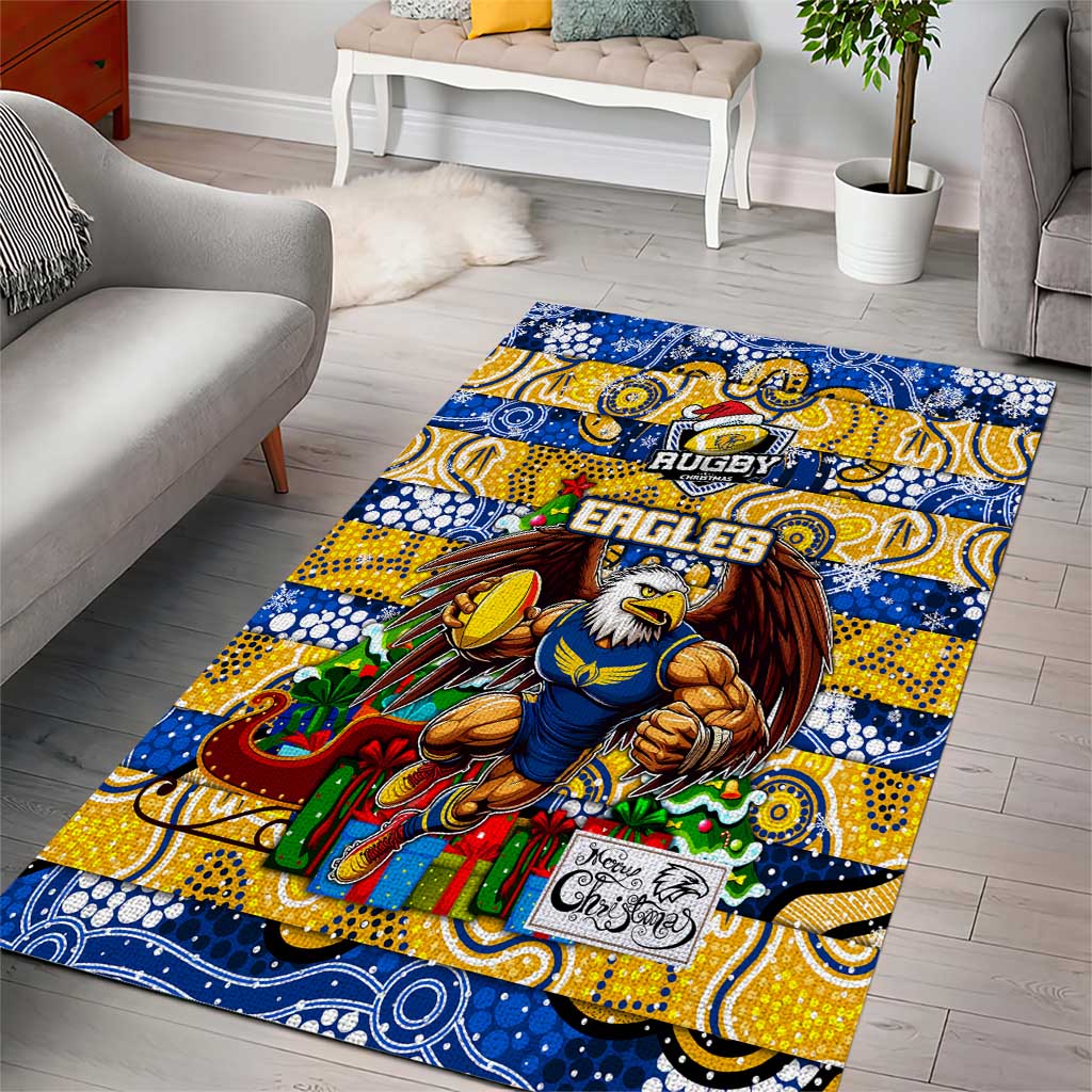 Eagles Football Merry Christmas Area Rug Indigenous Australian Art