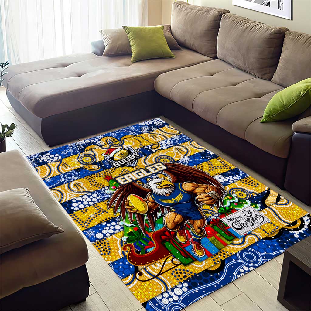 Eagles Football Merry Christmas Area Rug Indigenous Australian Art