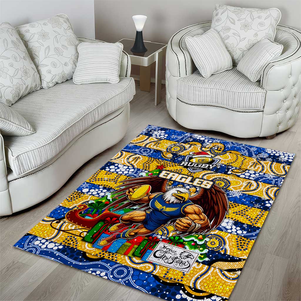 Eagles Football Merry Christmas Area Rug Indigenous Australian Art