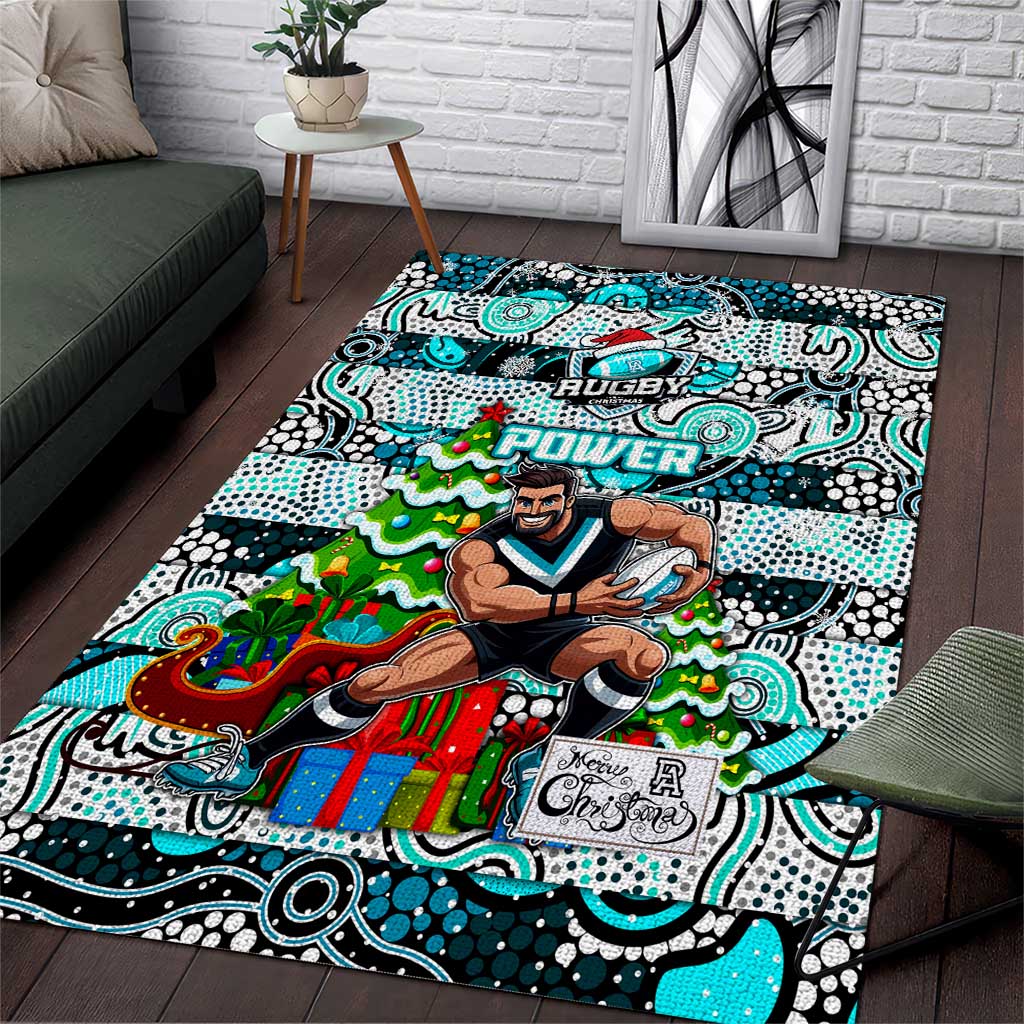 Power Football Merry Christmas Area Rug Indigenous Australian Art