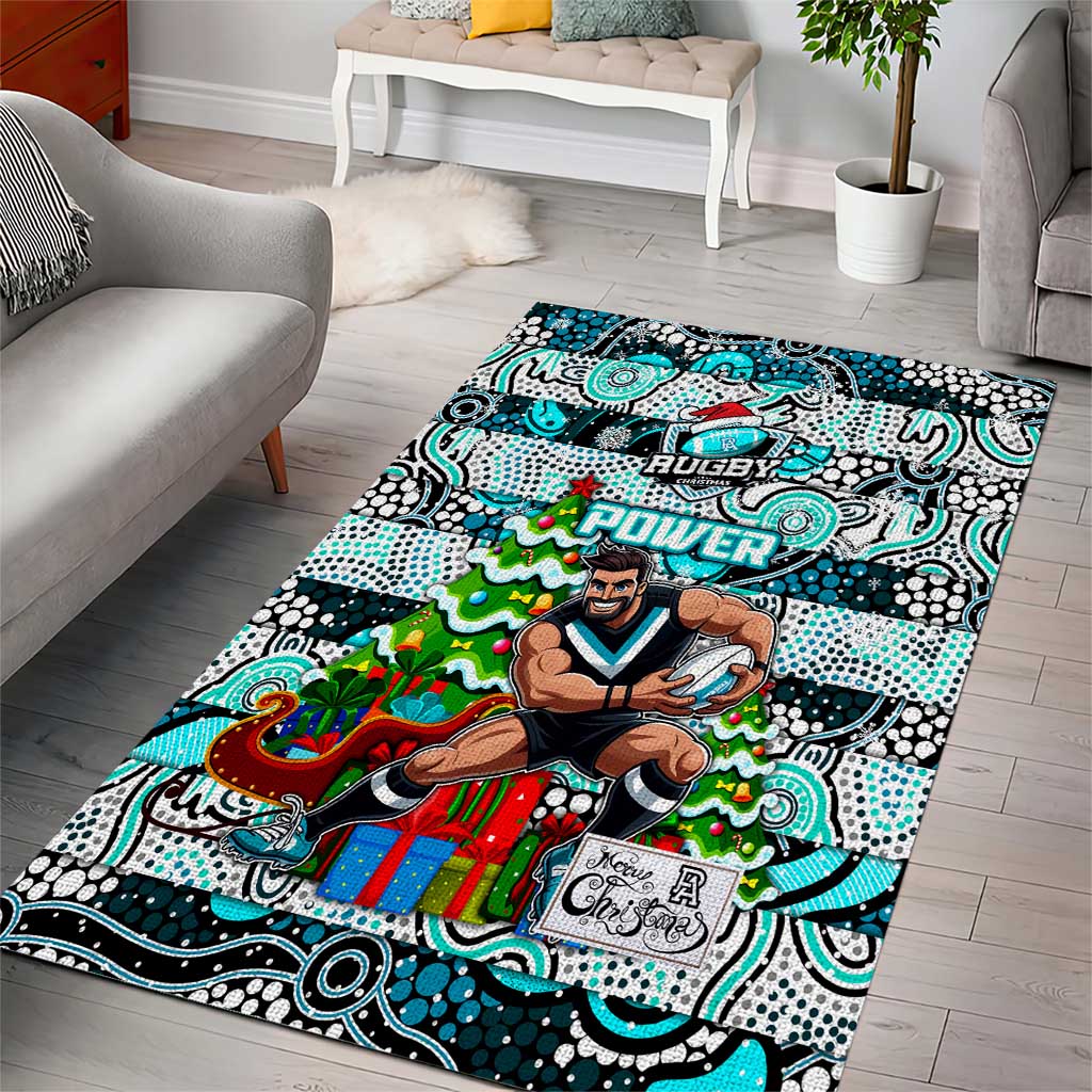 Power Football Merry Christmas Area Rug Indigenous Australian Art