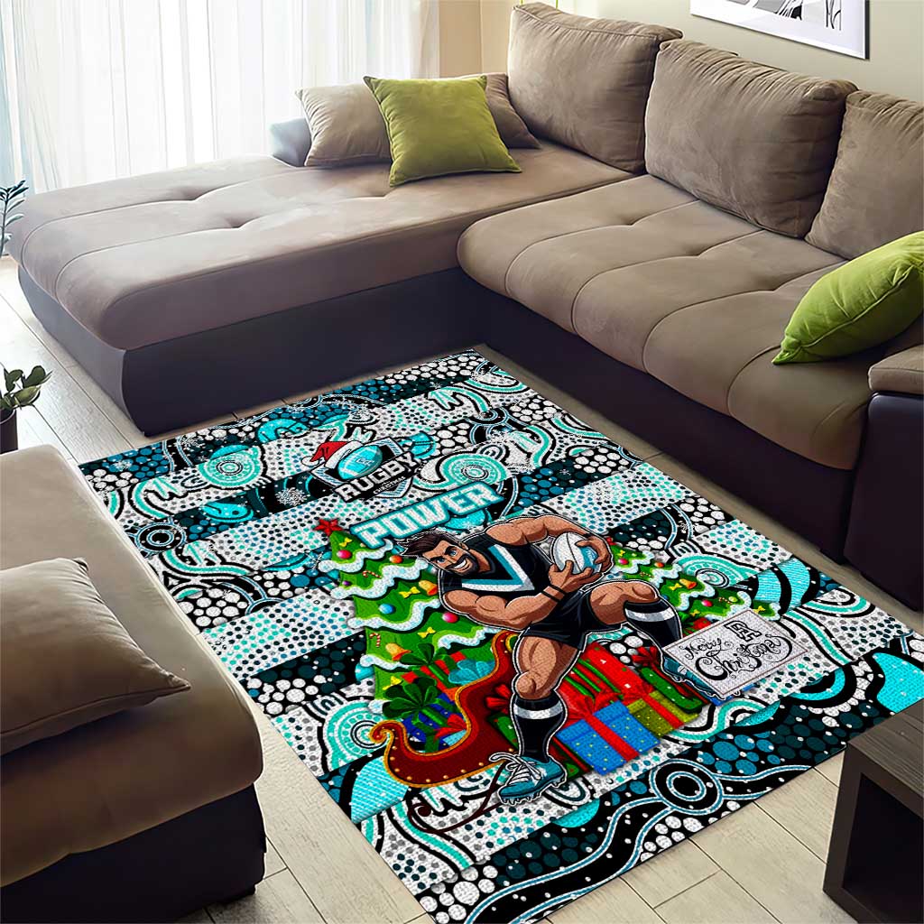 Power Football Merry Christmas Area Rug Indigenous Australian Art