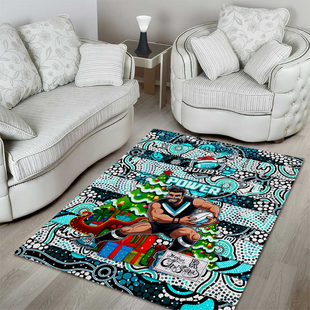 Power Football Merry Christmas Area Rug Indigenous Australian Art