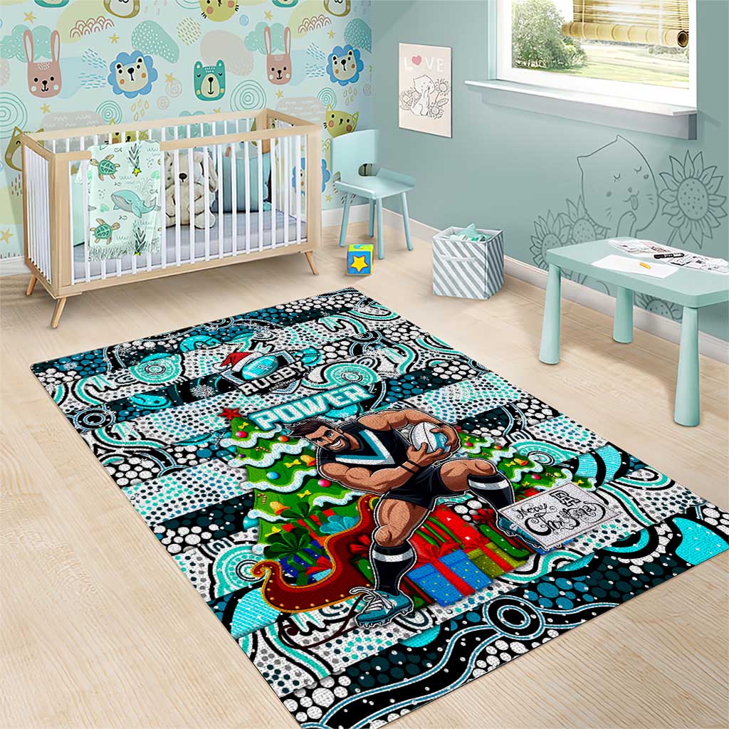 Power Football Merry Christmas Area Rug Indigenous Australian Art