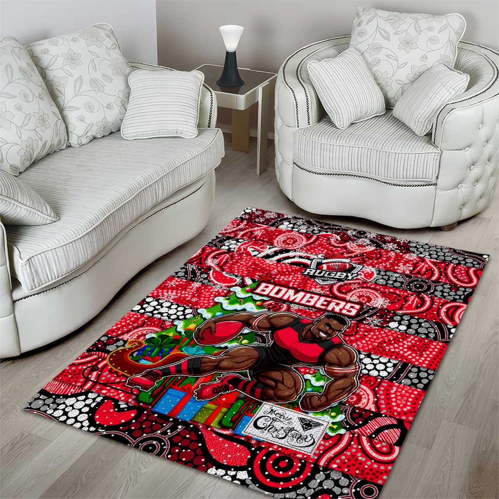 Bombers Football Merry Christmas Area Rug Indigenous Australian Art