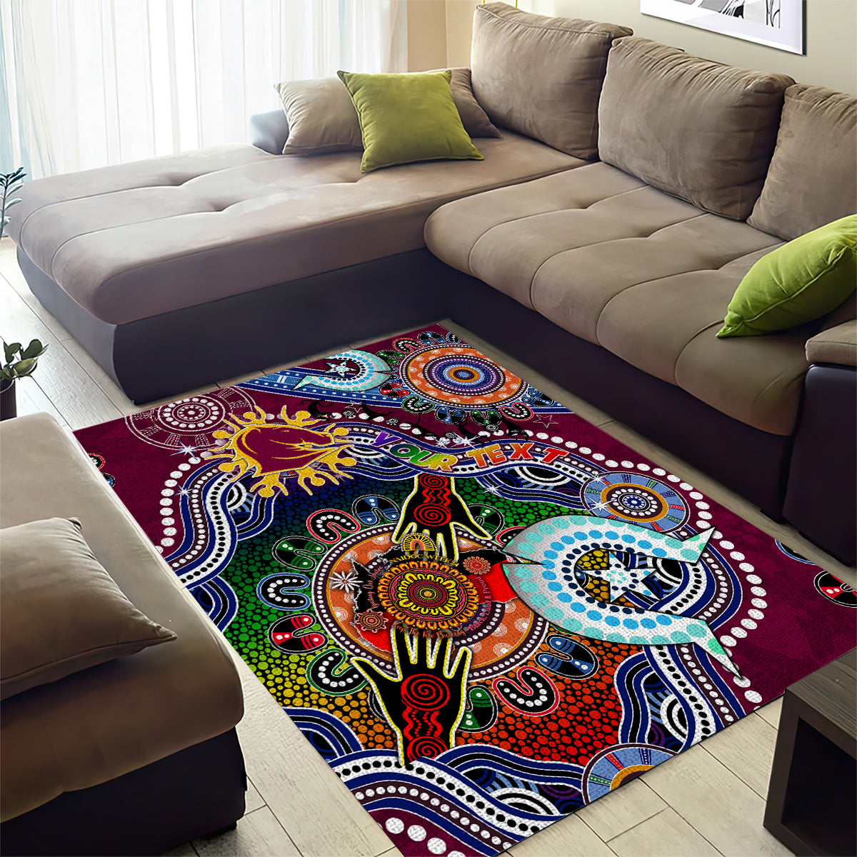 Personalised Broncos NAIDOC Week 2024 Area Rug Australia Aboriginal Dot Painting