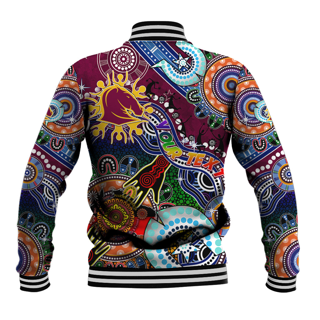 Personalised Broncos NAIDOC Week 2024 Baseball Jacket Australia Aboriginal Dot Painting