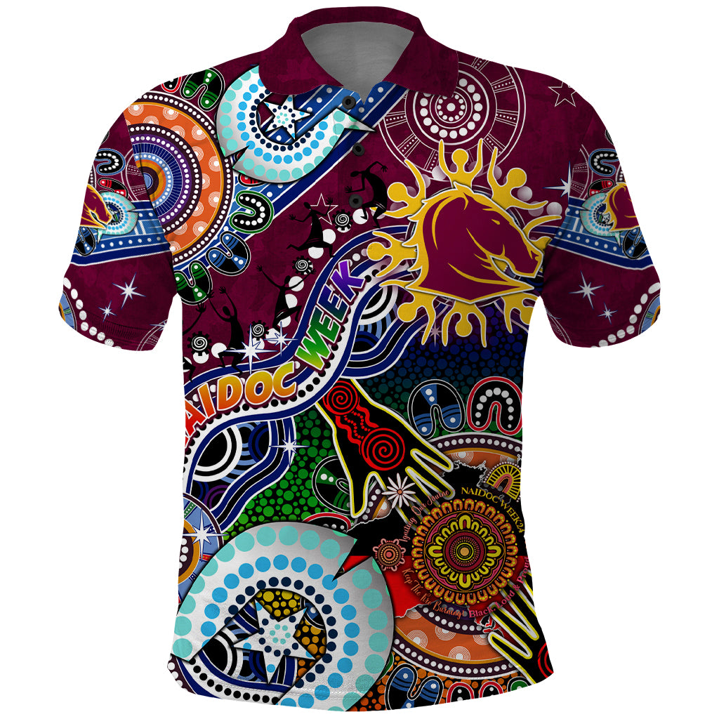 Personalised Broncos NAIDOC Week 2024 Polo Shirt Australia Aboriginal Dot Painting