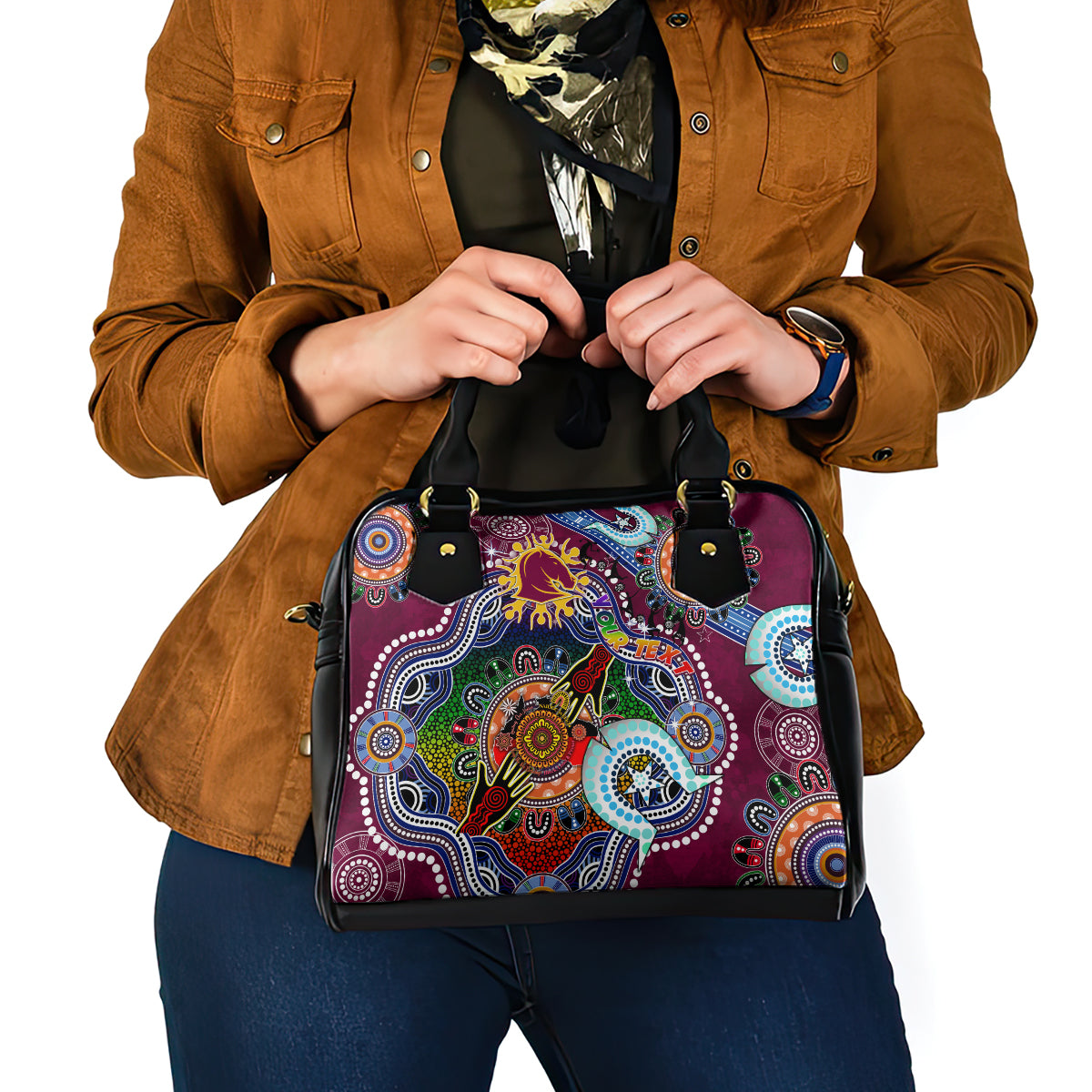 Personalised Broncos NAIDOC Week 2024 Shoulder Handbag Australia Aboriginal Dot Painting