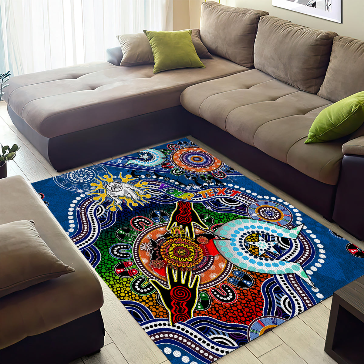 Personalised Bulldogs NAIDOC Week 2024 Area Rug Australia Aboriginal Dot Painting