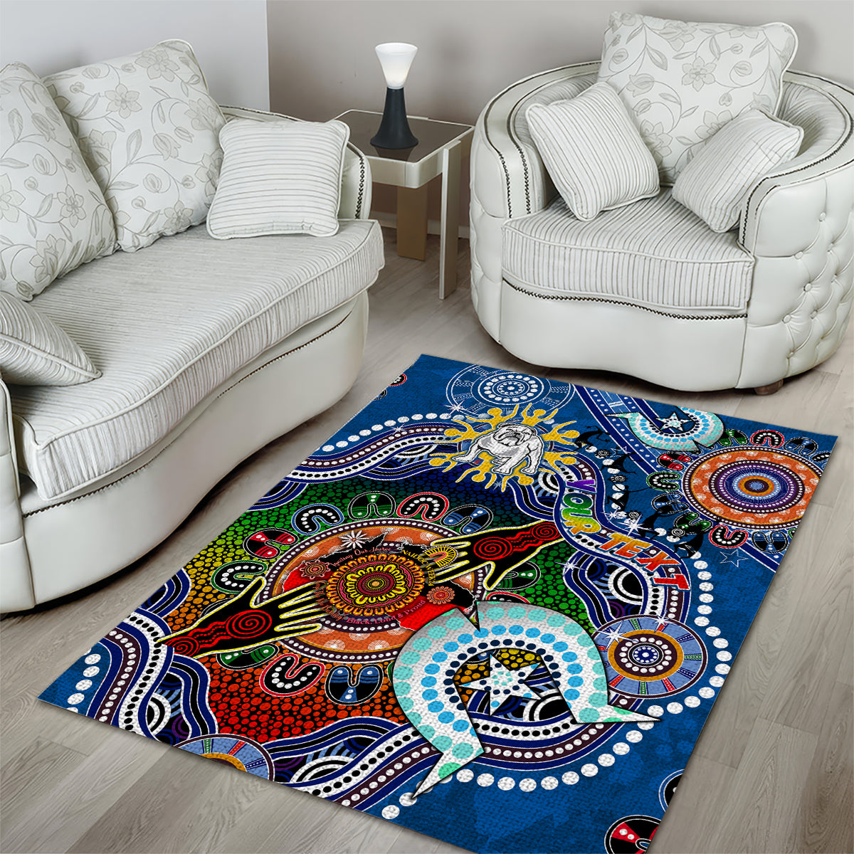 Personalised Bulldogs NAIDOC Week 2024 Area Rug Australia Aboriginal Dot Painting