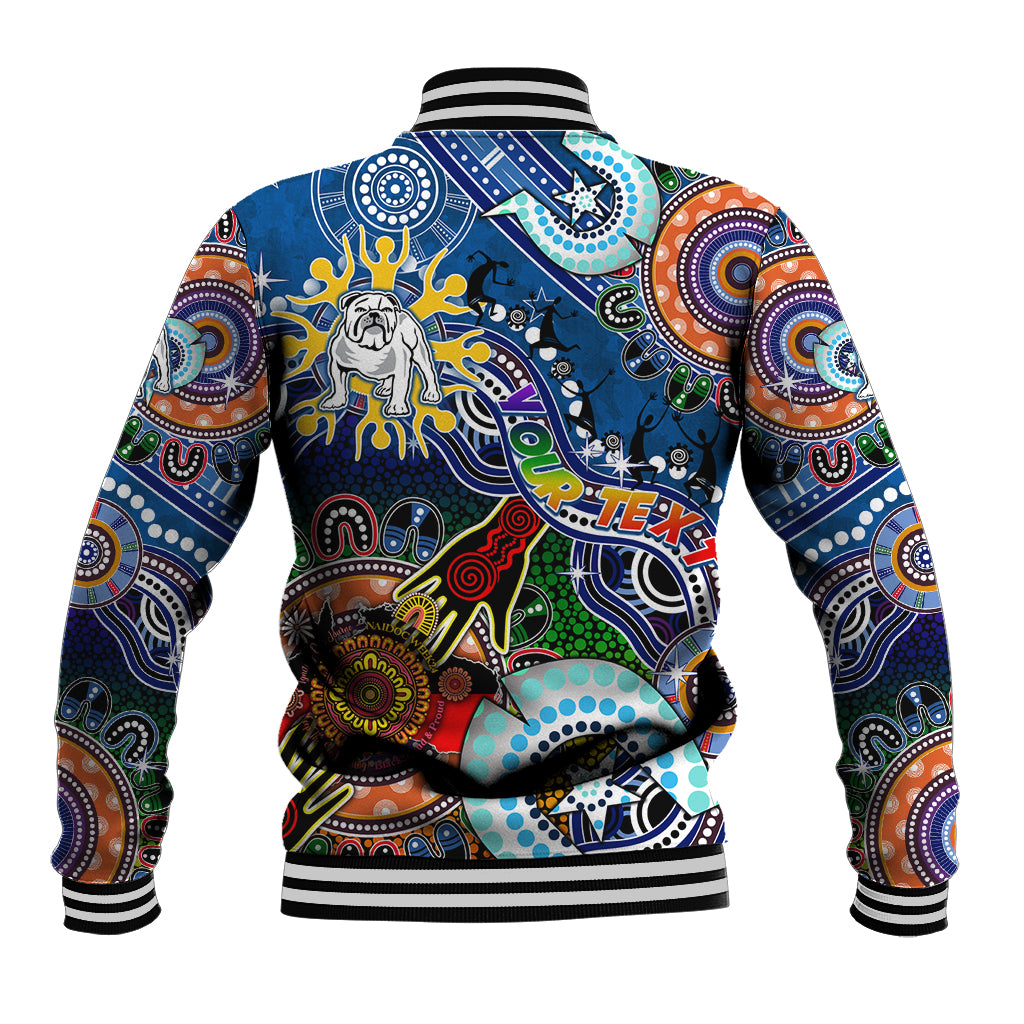 Personalised Bulldogs NAIDOC Week 2024 Baseball Jacket Australia Aboriginal Dot Painting