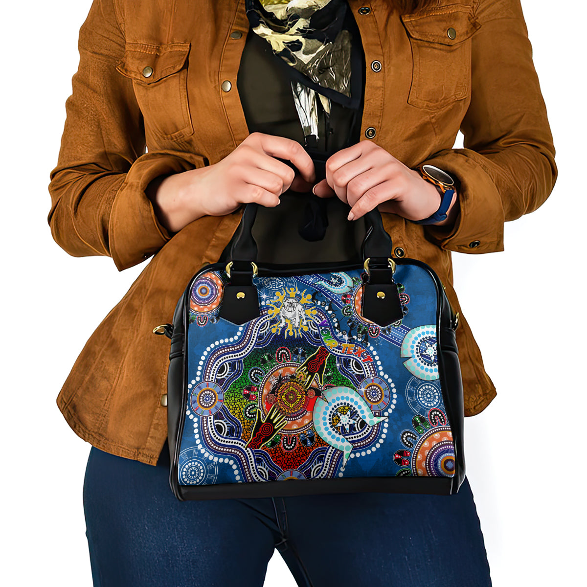 Personalised Bulldogs NAIDOC Week 2024 Shoulder Handbag Australia Aboriginal Dot Painting