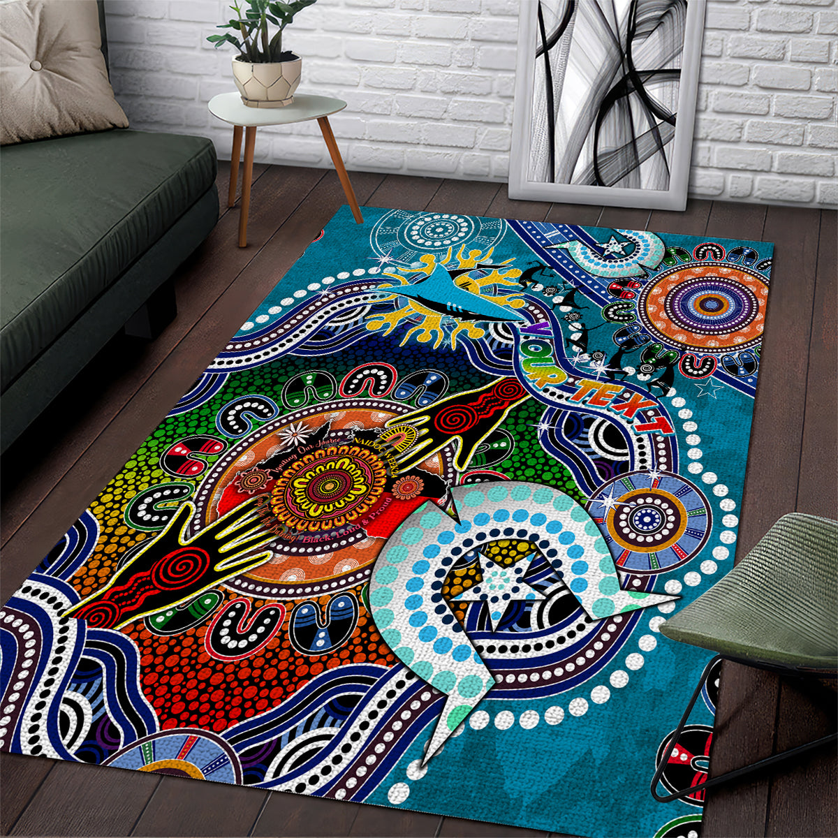 Personalised Sharks NAIDOC Week 2024 Area Rug Australia Aboriginal Dot Painting