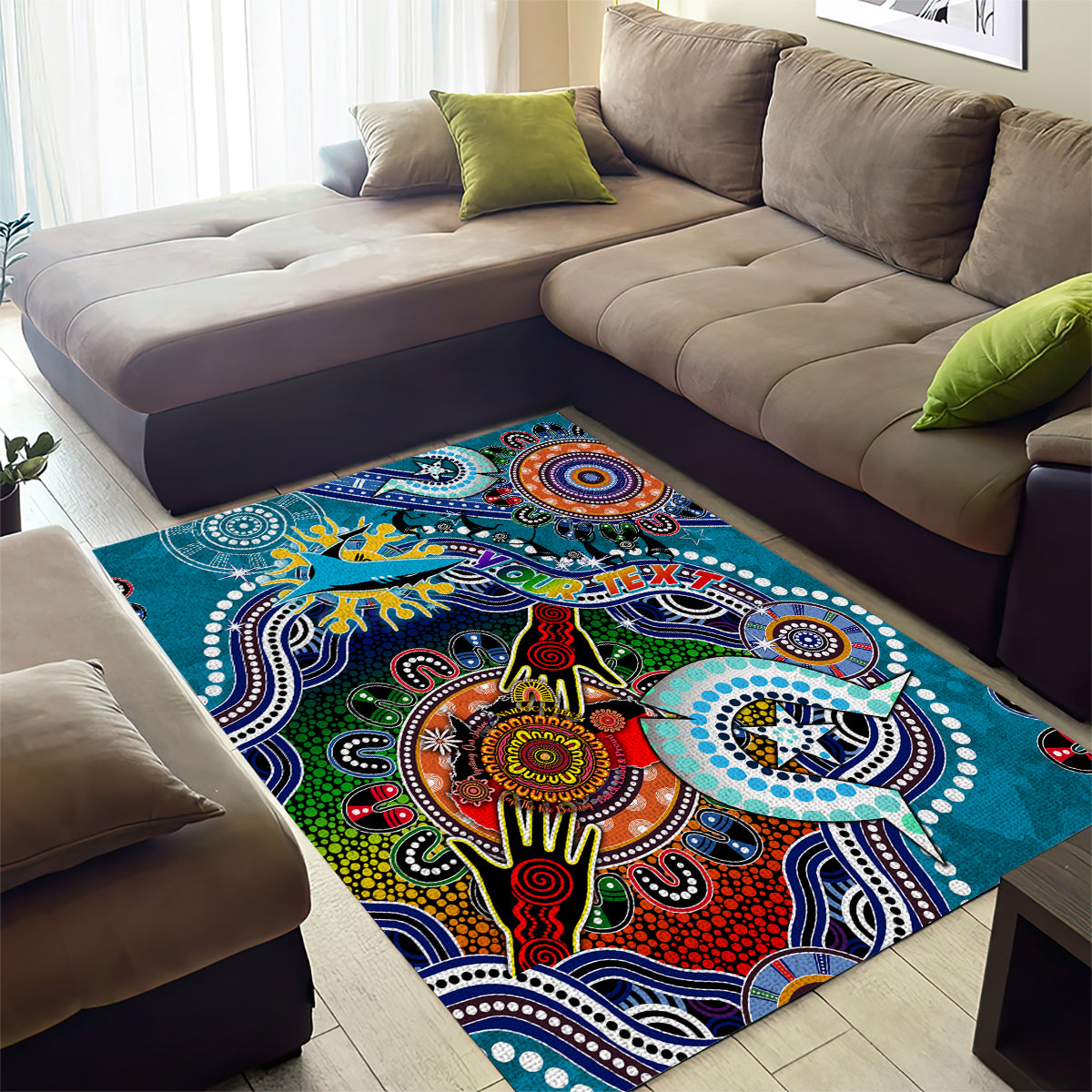 Personalised Sharks NAIDOC Week 2024 Area Rug Australia Aboriginal Dot Painting