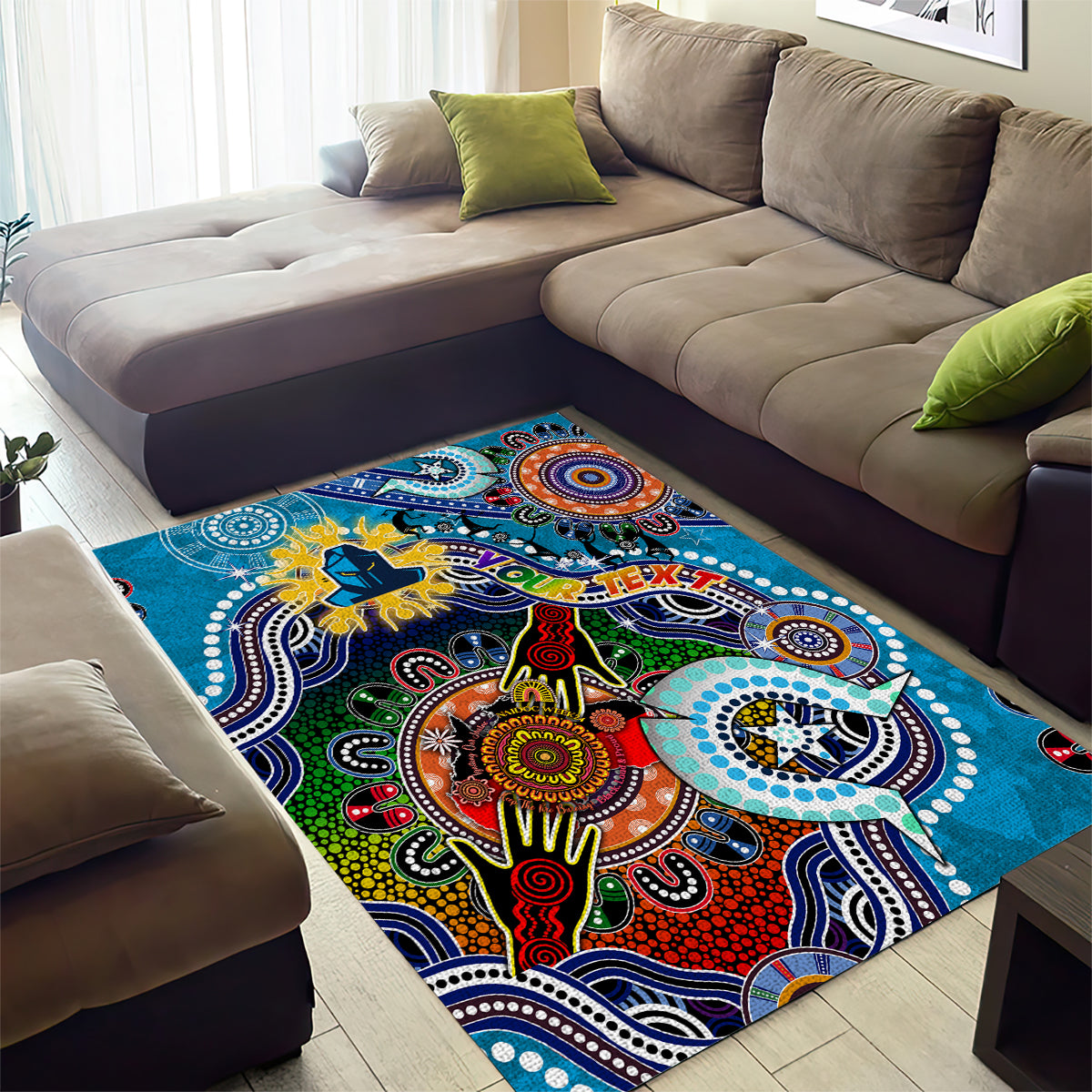 Personalised Titans NAIDOC Week 2024 Area Rug Australia Aboriginal Dot Painting