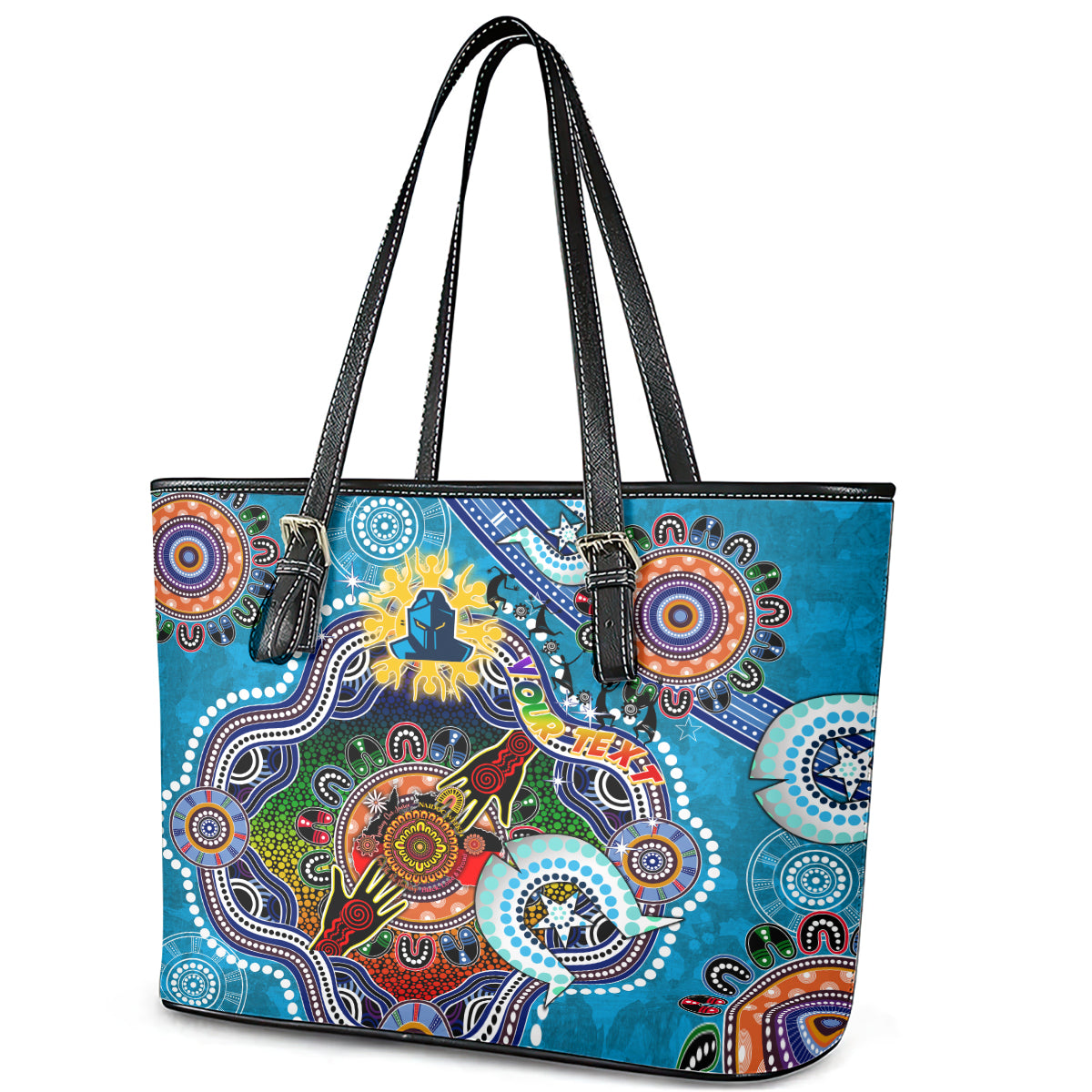 Personalised Titans NAIDOC Week 2024 Leather Tote Bag Australia Aboriginal Dot Painting