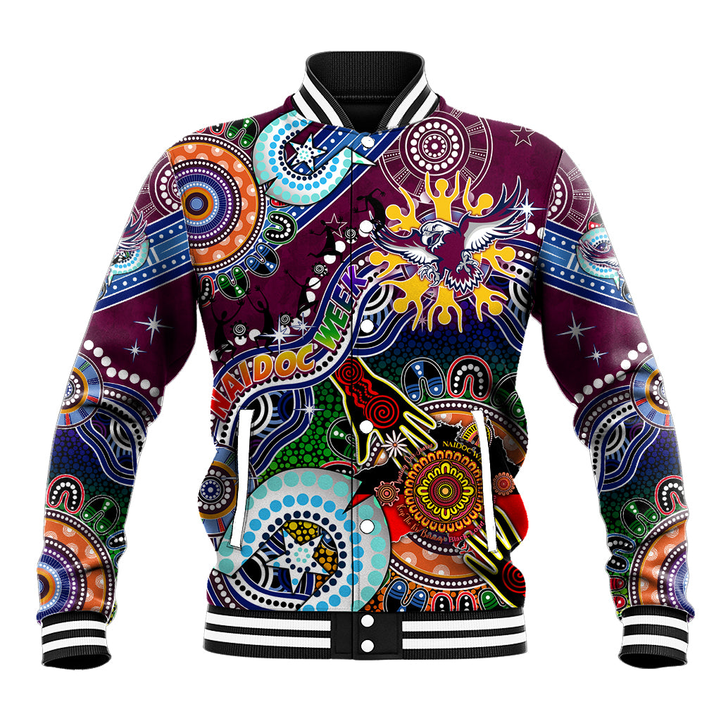 Personalised Eagles NAIDOC Week 2024 Baseball Jacket Australia Aboriginal Dot Painting