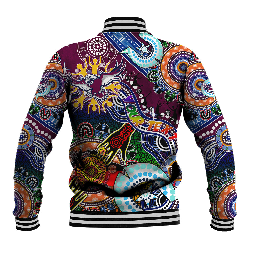 Personalised Eagles NAIDOC Week 2024 Baseball Jacket Australia Aboriginal Dot Painting