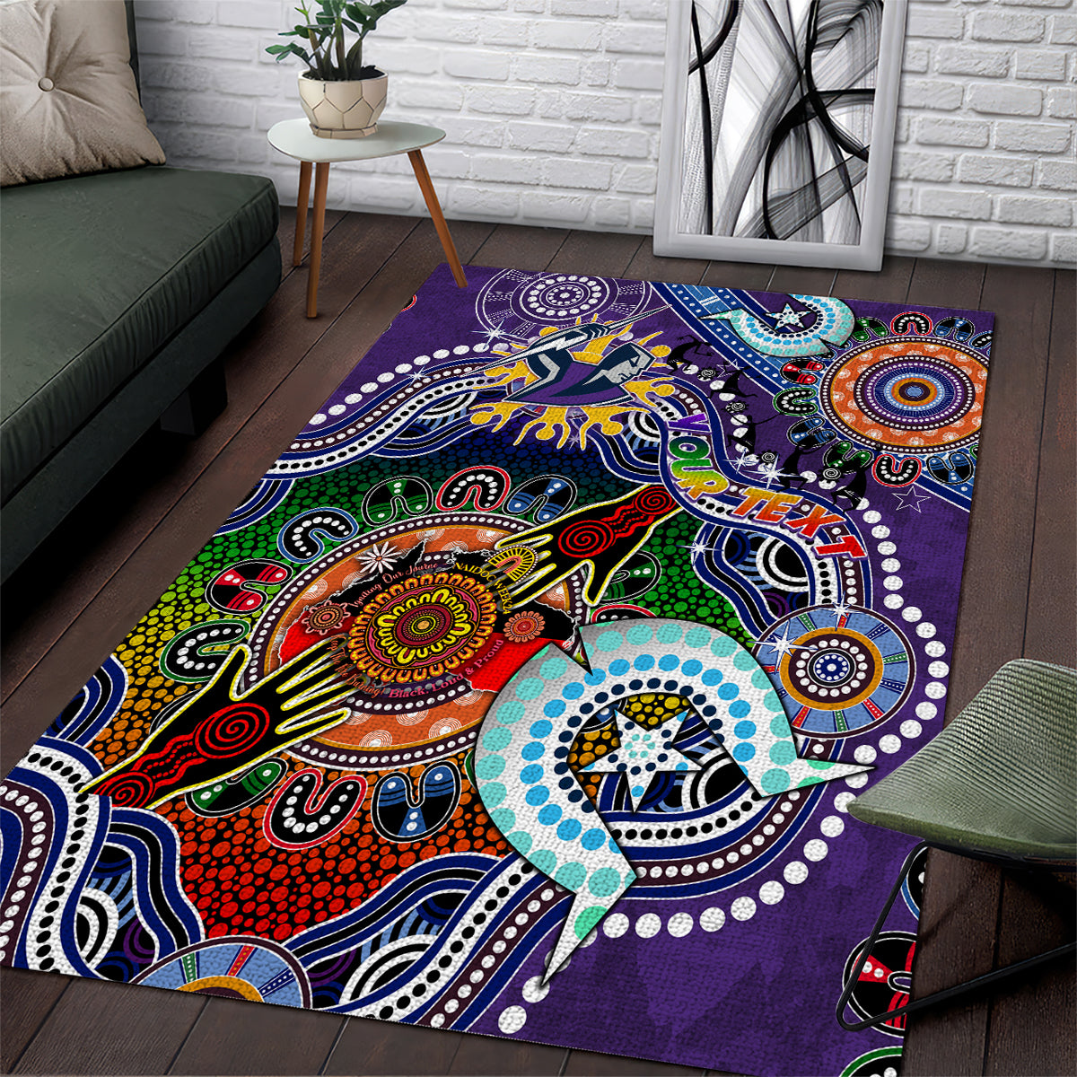 Personalised Storm NAIDOC Week 2024 Area Rug Australia Aboriginal Dot Painting