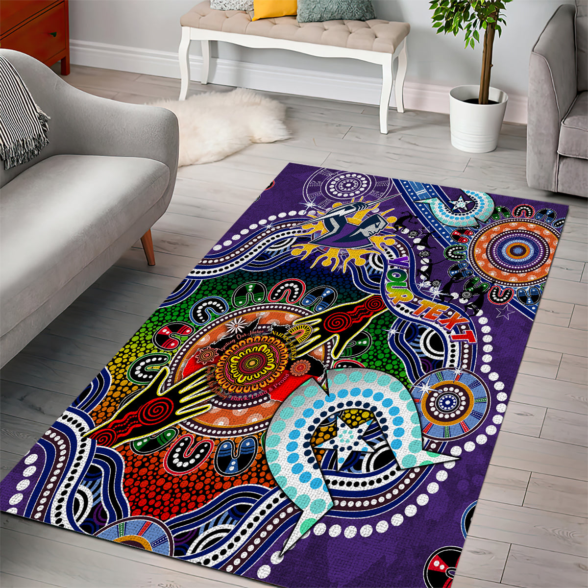 Personalised Storm NAIDOC Week 2024 Area Rug Australia Aboriginal Dot Painting