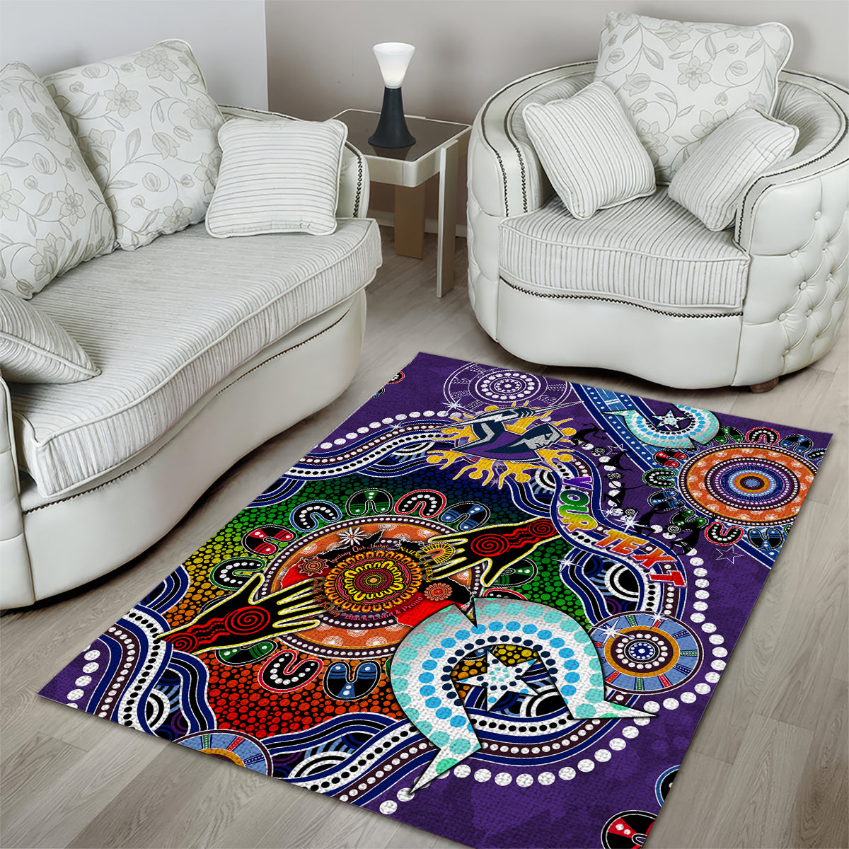 Personalised Storm NAIDOC Week 2024 Area Rug Australia Aboriginal Dot Painting