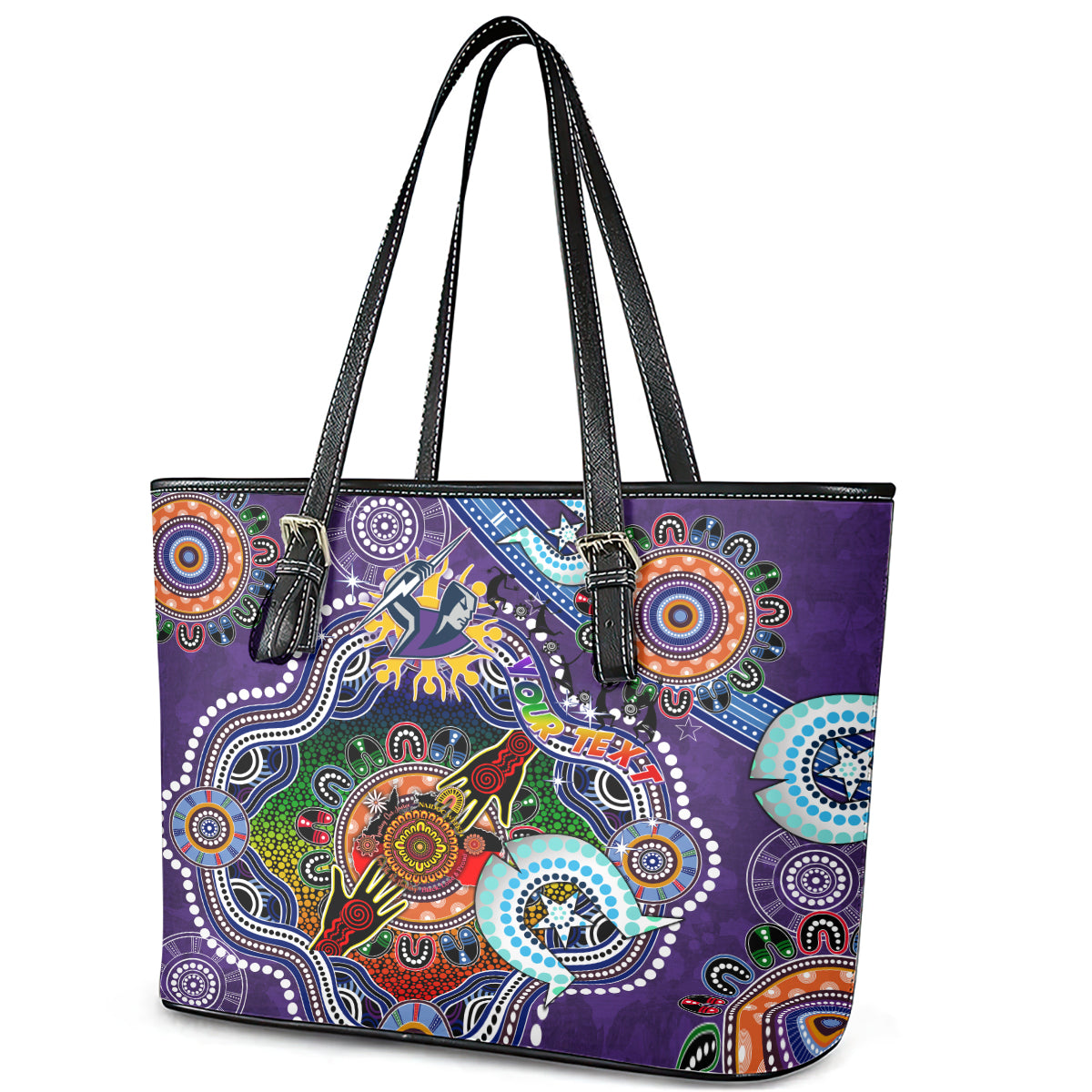 Personalised Storm NAIDOC Week 2024 Leather Tote Bag Australia Aboriginal Dot Painting