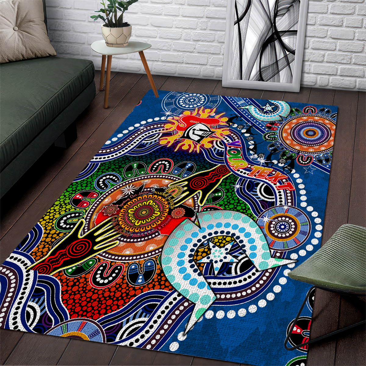 Personalised Knights NAIDOC Week 2024 Area Rug Australia Aboriginal Dot Painting