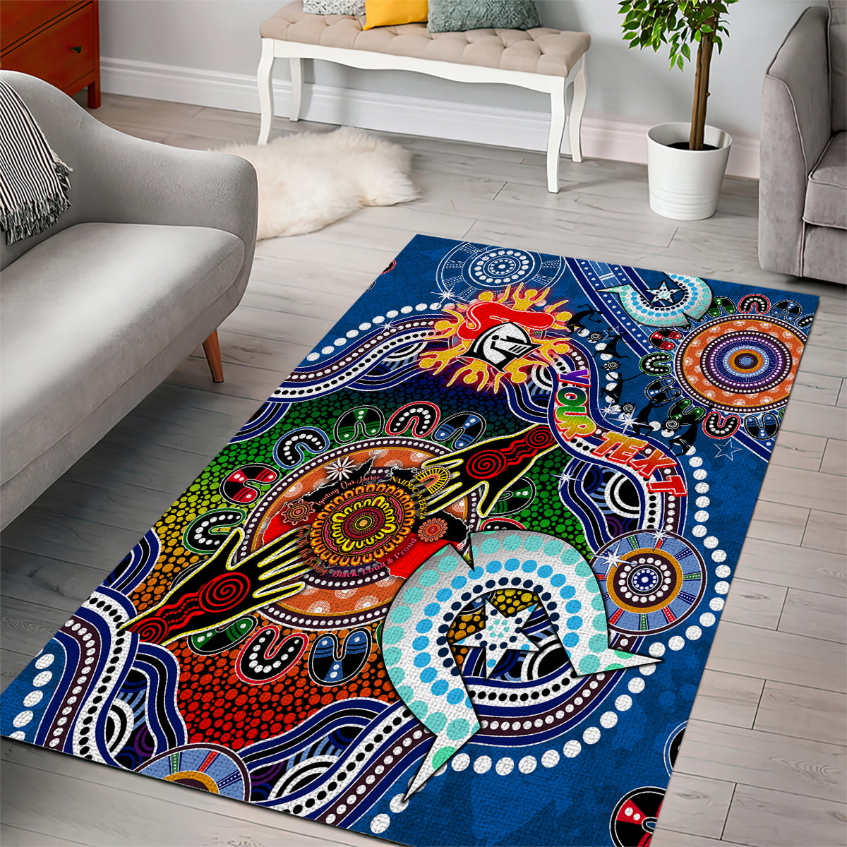 Personalised Knights NAIDOC Week 2024 Area Rug Australia Aboriginal Dot Painting